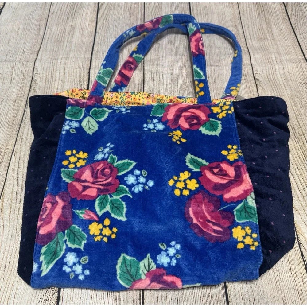 NWOT Matilda Jane Carry All Large Bag Tote Velvet Velour Floral Lined Boho Tub6